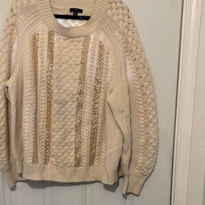 J. Crew Cream Sweater with Gold Details - P2P:26, L29